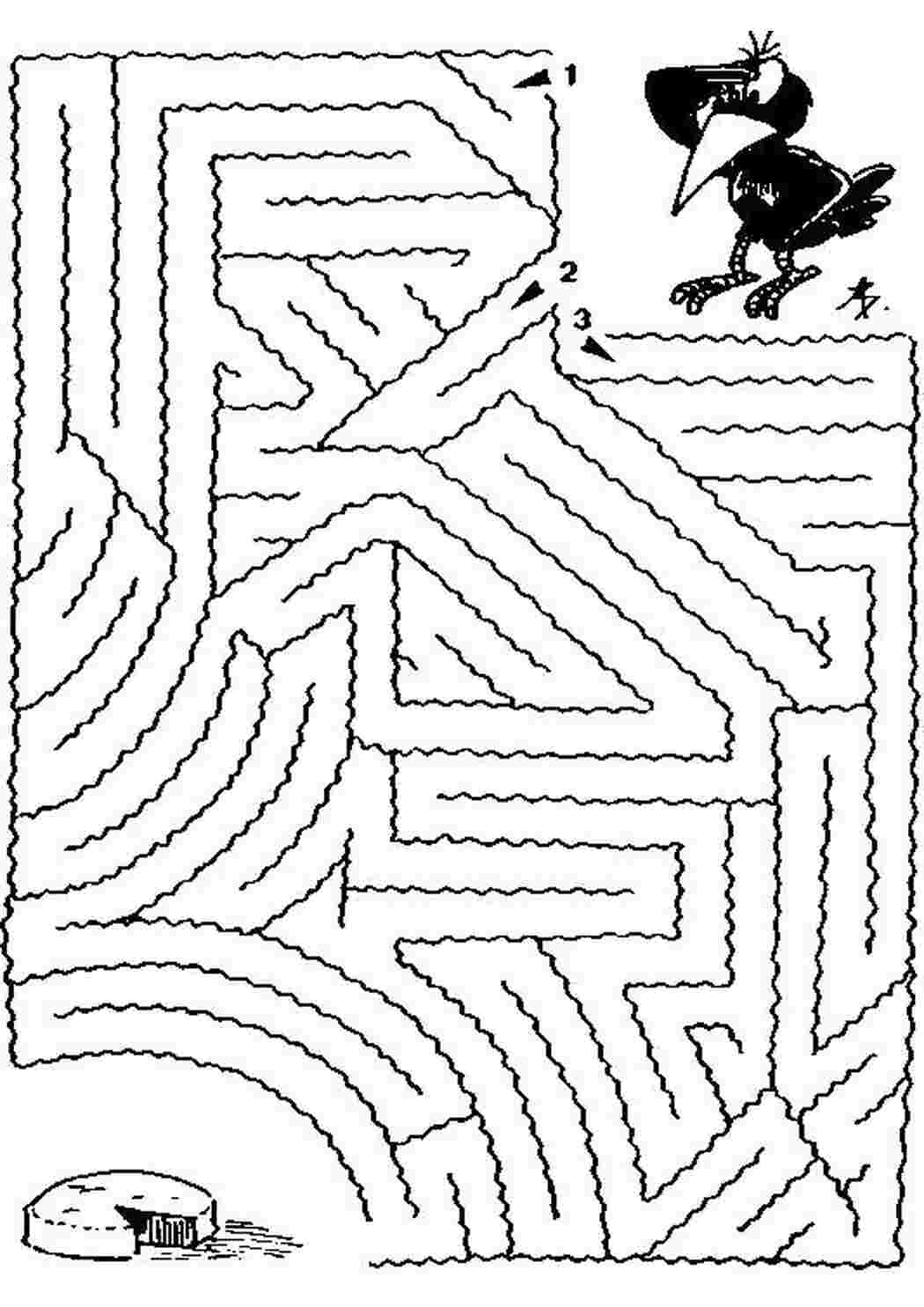 Раскраска Ворона і сир лабіринт розвиваючі ігри