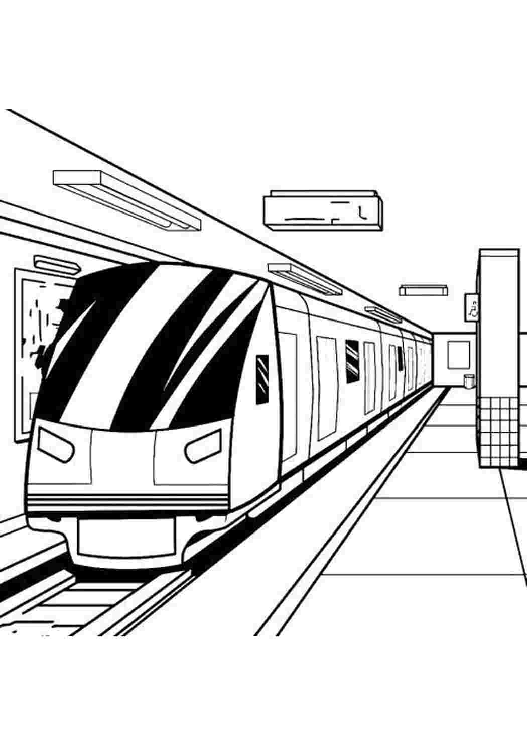 Раскраска Розфарбунок потяг у метро