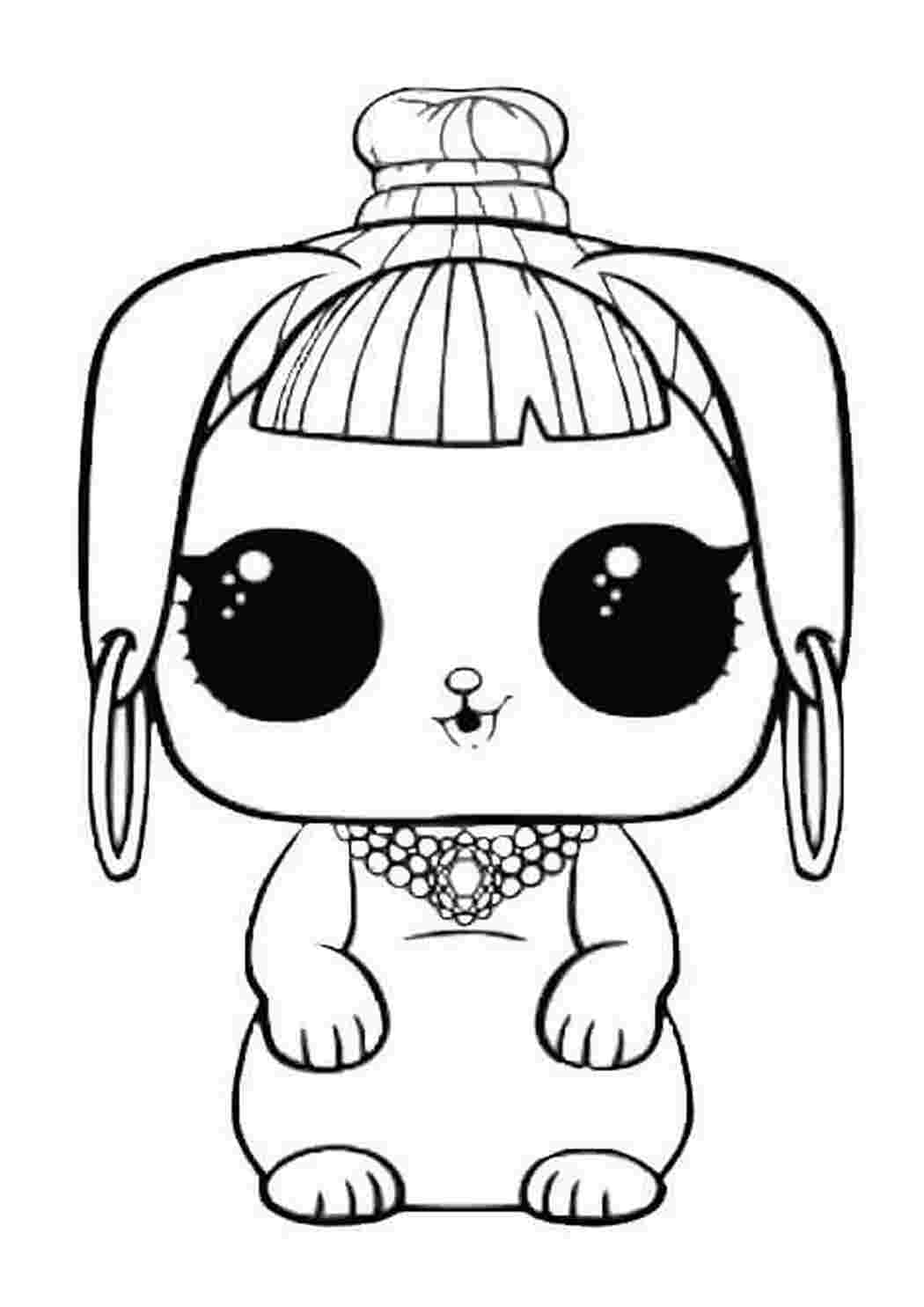 Раскраска Розфарбування з домашніми тваринами ляльок LOL Bunny Wishes LOL кролик домашня тварина