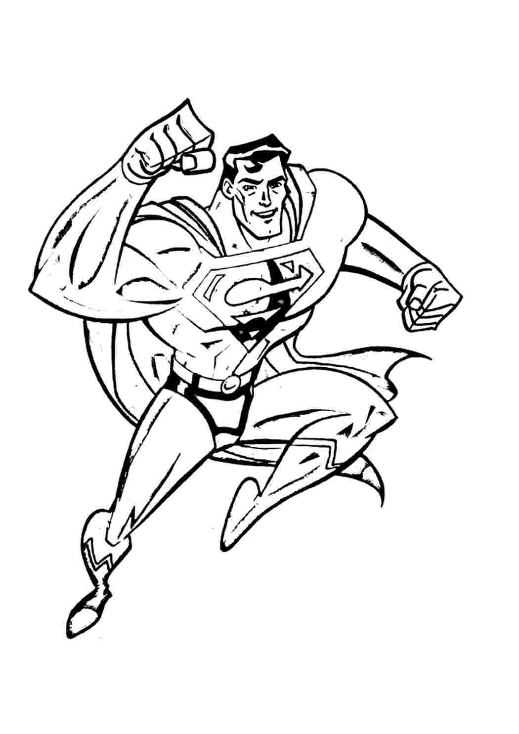 Раскраска Гарні розмальовки Супермена в польоті чорно біле зображення