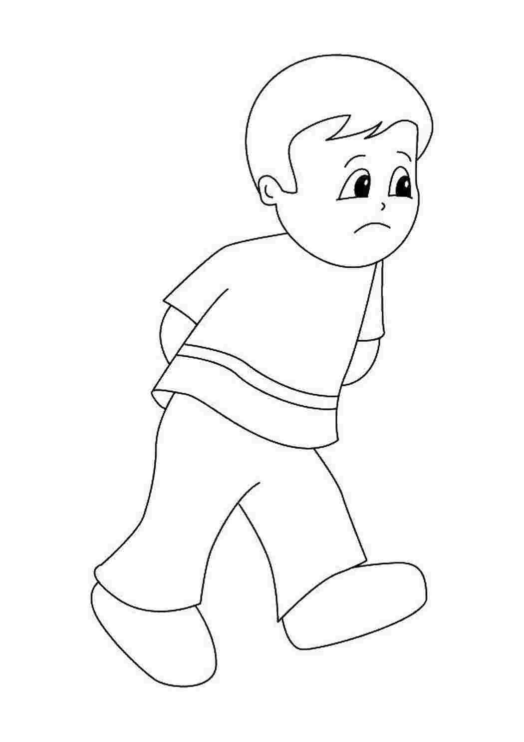 Раскраска Сумний хлопчик