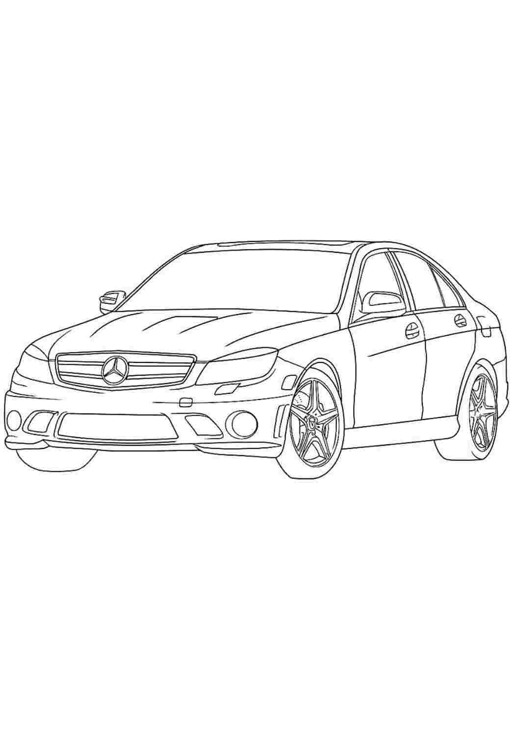 Раскраска Гарні розмальовки Розфарбування Mercedes Benz Mercedes C Клас