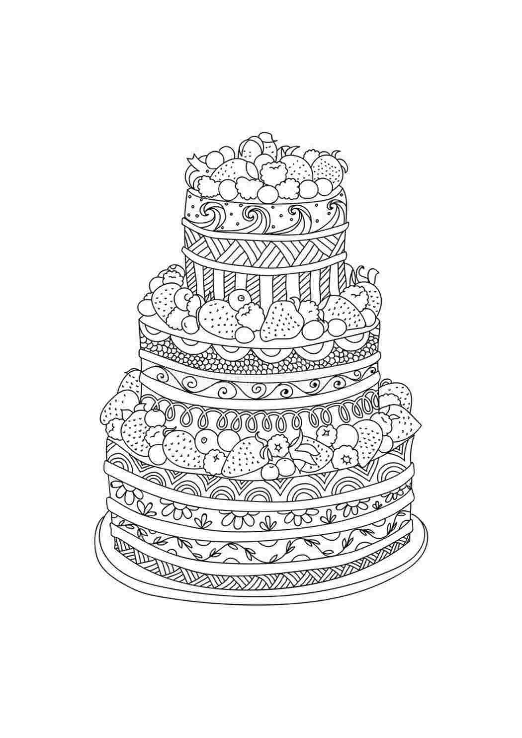 Раскраска Розфарбунки на тему їжа зі зображенням тортів