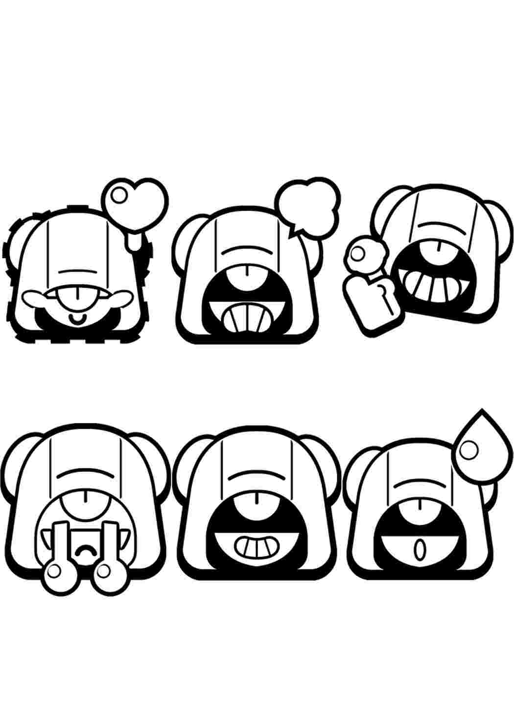 Раскраска Гарні розмальовки Всі смайлики Лео Браво Зірки Brawl Stars розмальовка