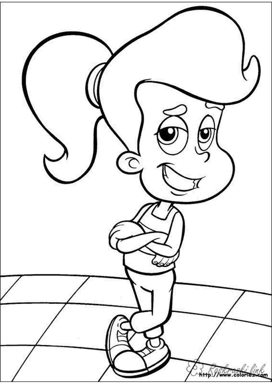 Раскраска розмальовки мультфільми, розмальовки Nickelodeon, Джиммі Нейтрон, Сінді, дівчинка