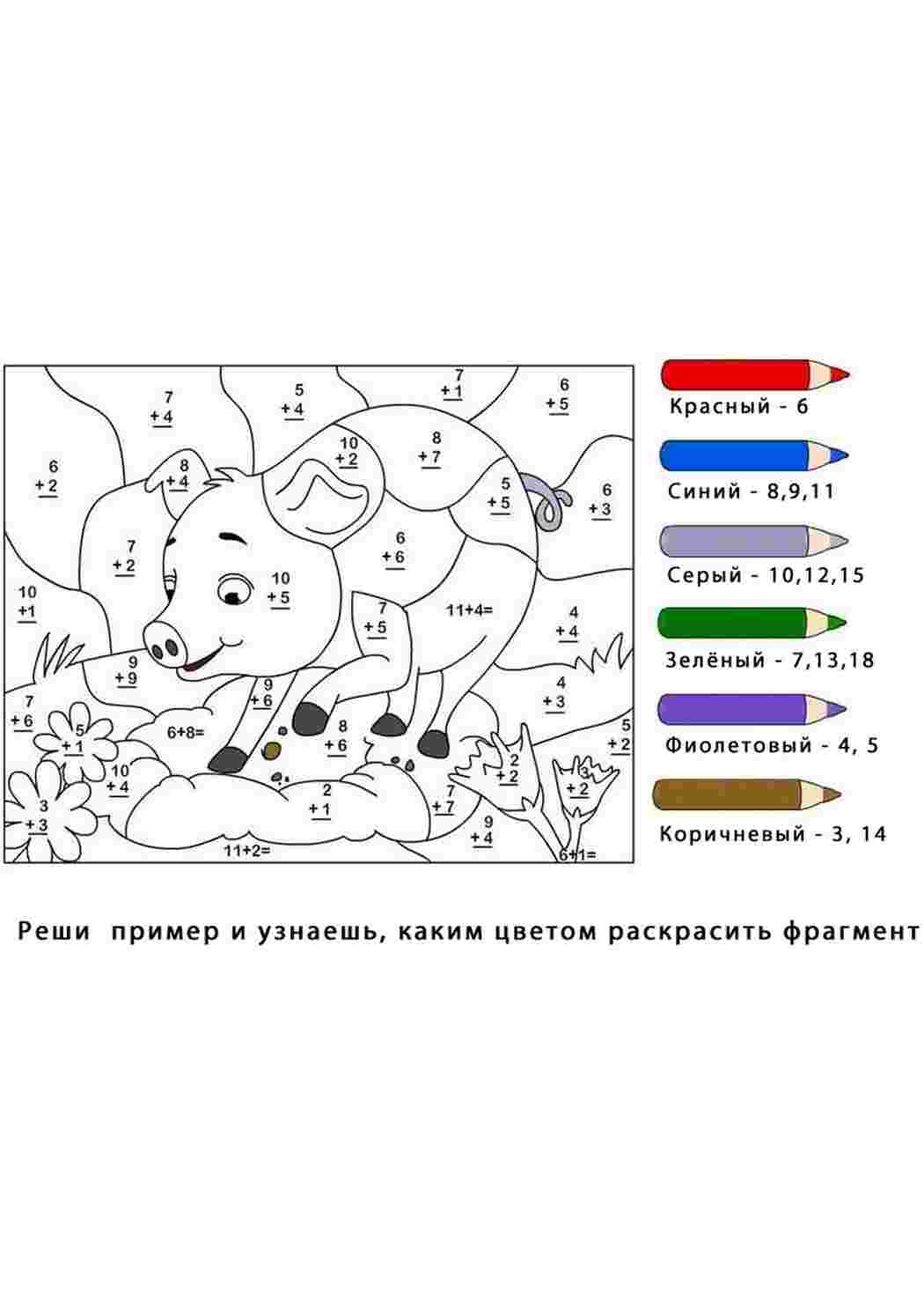 Раскраска Навчальні розмальовки Математичні розмальовки