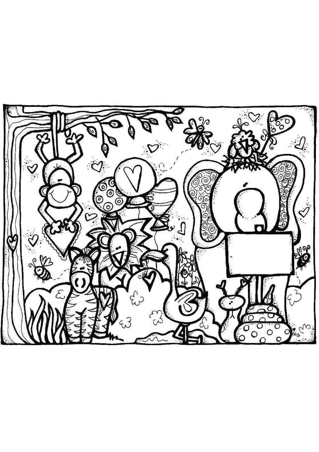 Раскраска Тварини з серцями