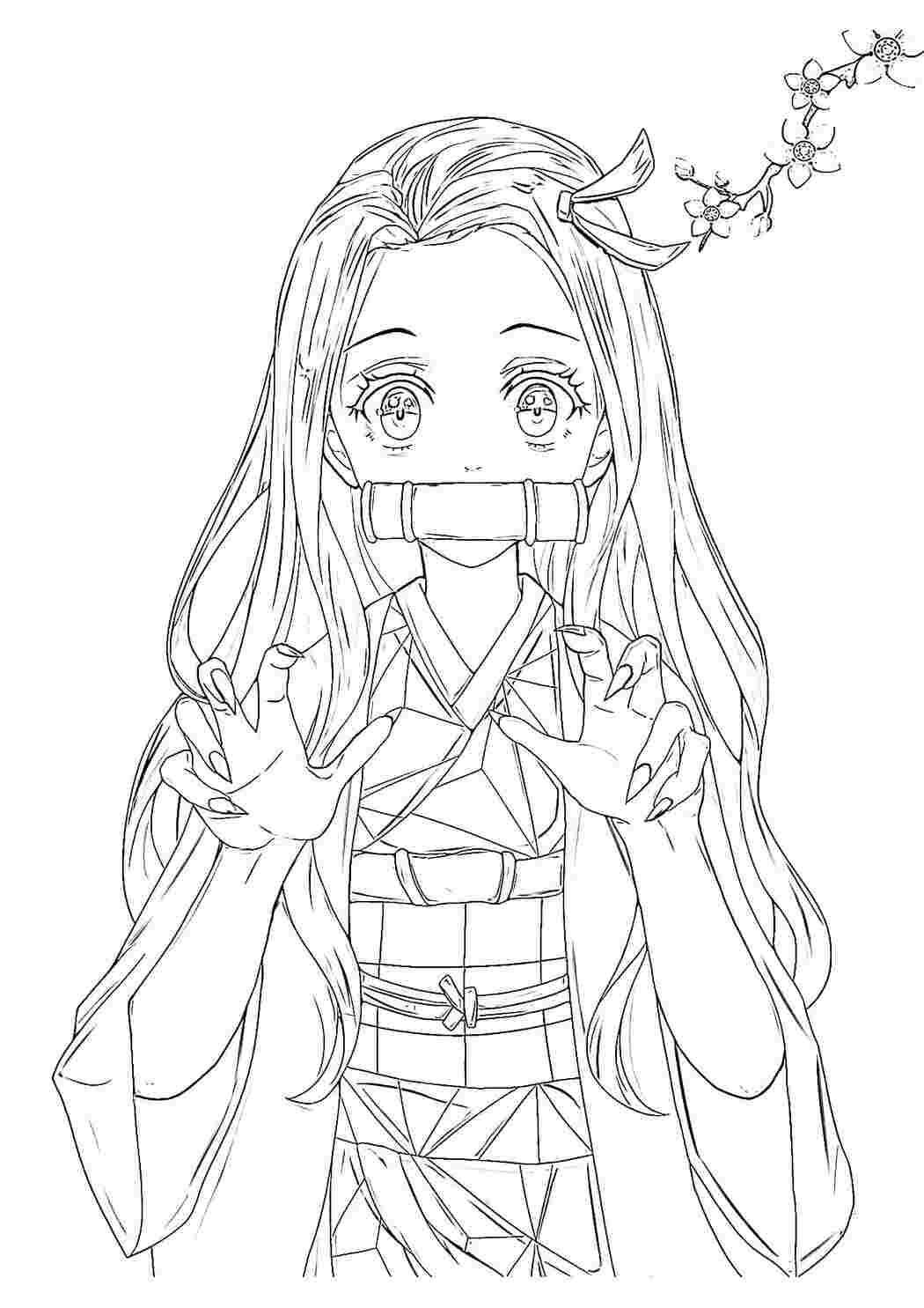 Раскраска Гарні розмальовки Розфарбувати Найкрасивіша дівчина з аніме Роздрукувати