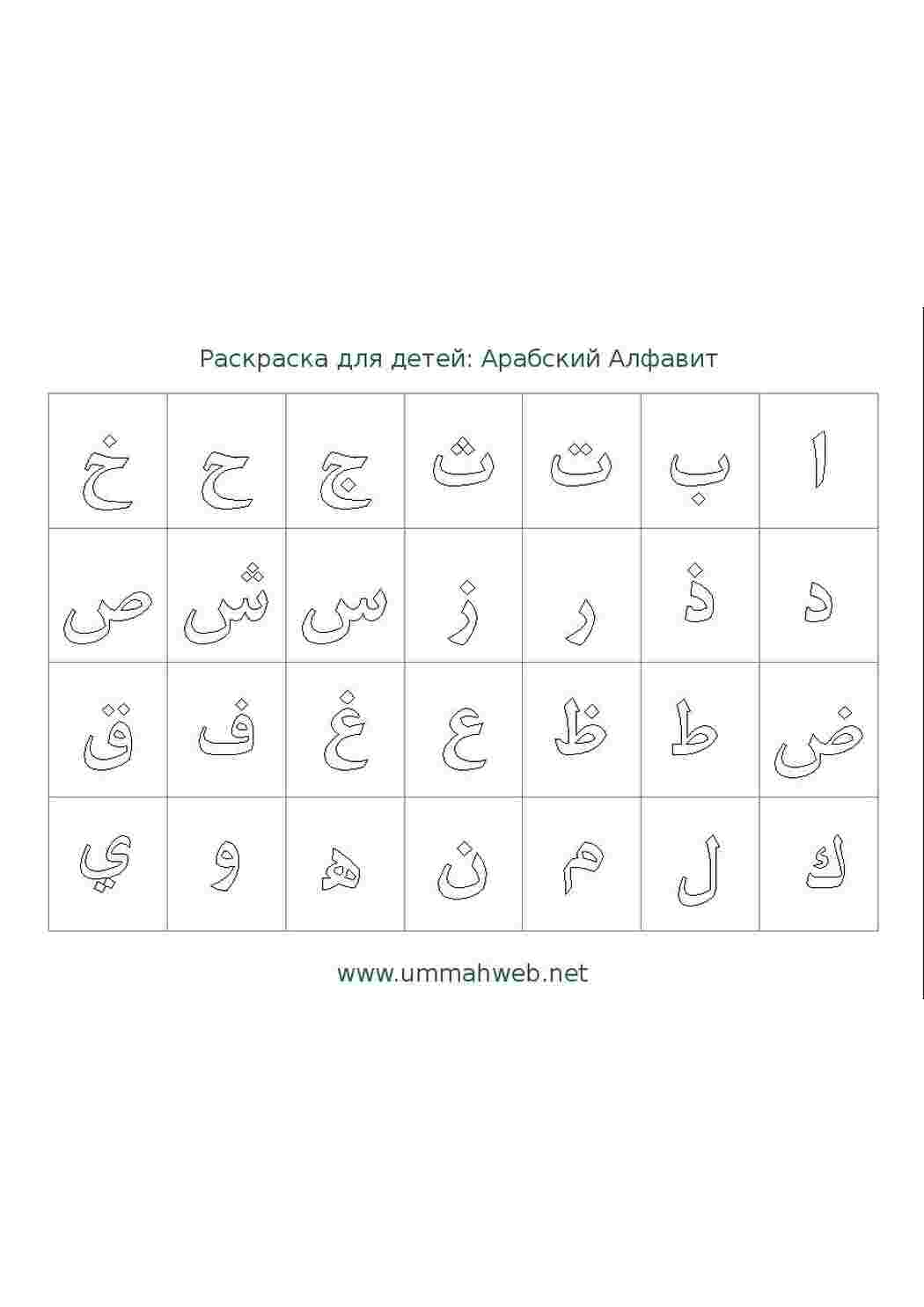Раскраска Арабська абетка