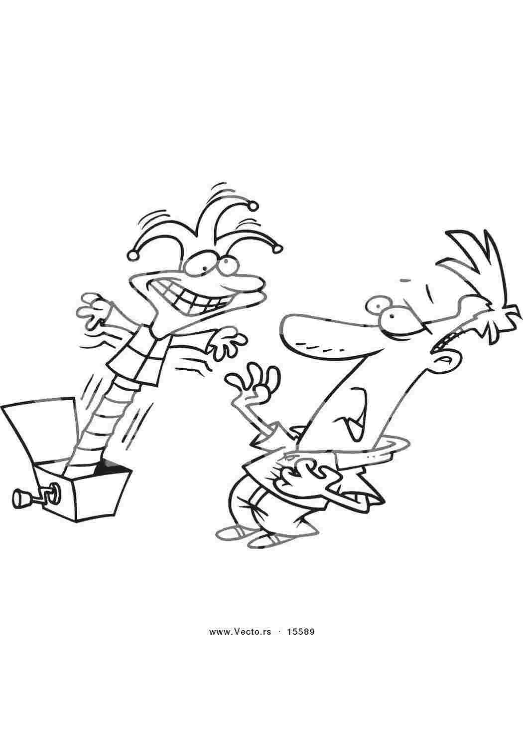 Раскраска Клоун у коробці
