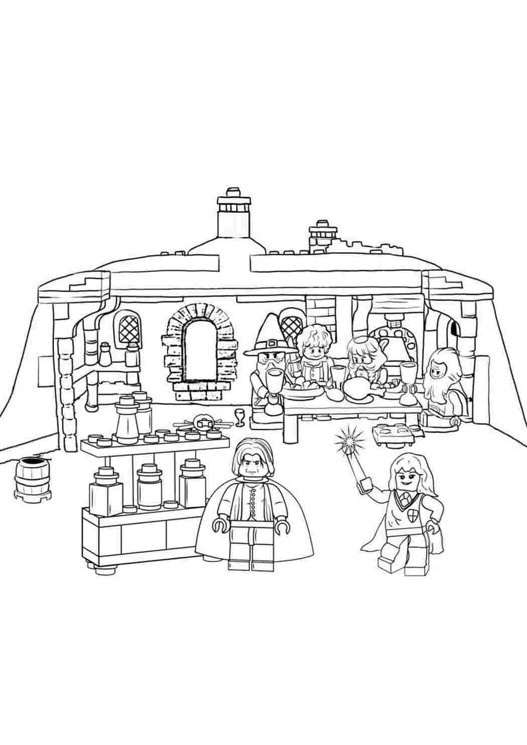 Раскраска Гарні розмальовки Розфарбування Гаррі Поттер Лего Гоґвортс