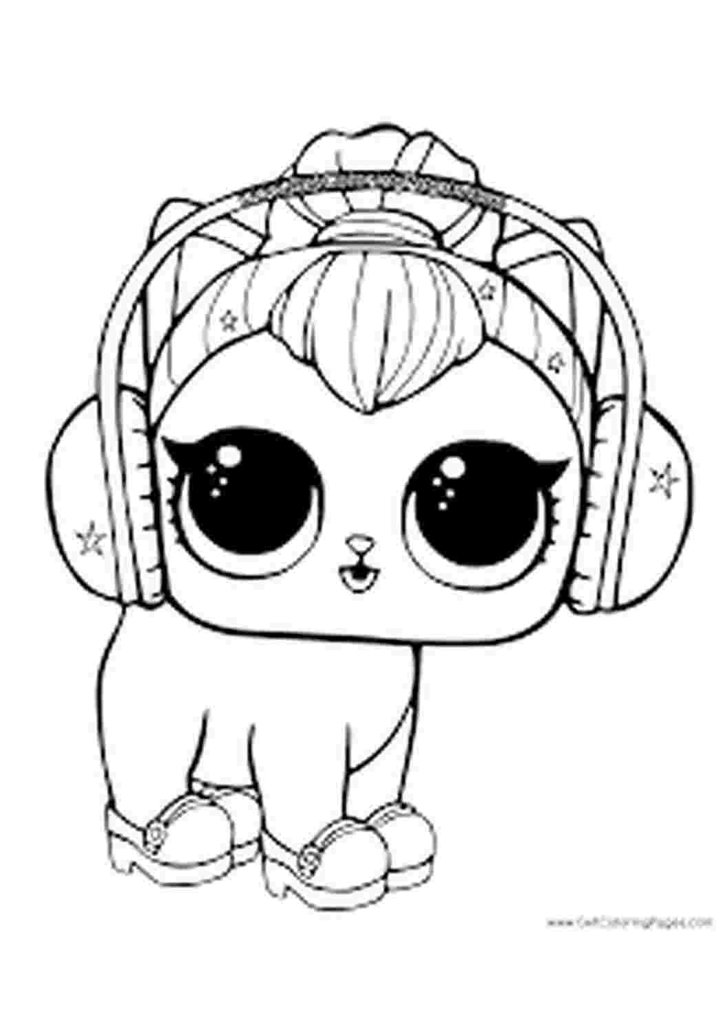 Раскраска Розфарбування ляльки LOL Kitty Kitty лялька котенок у навушниках