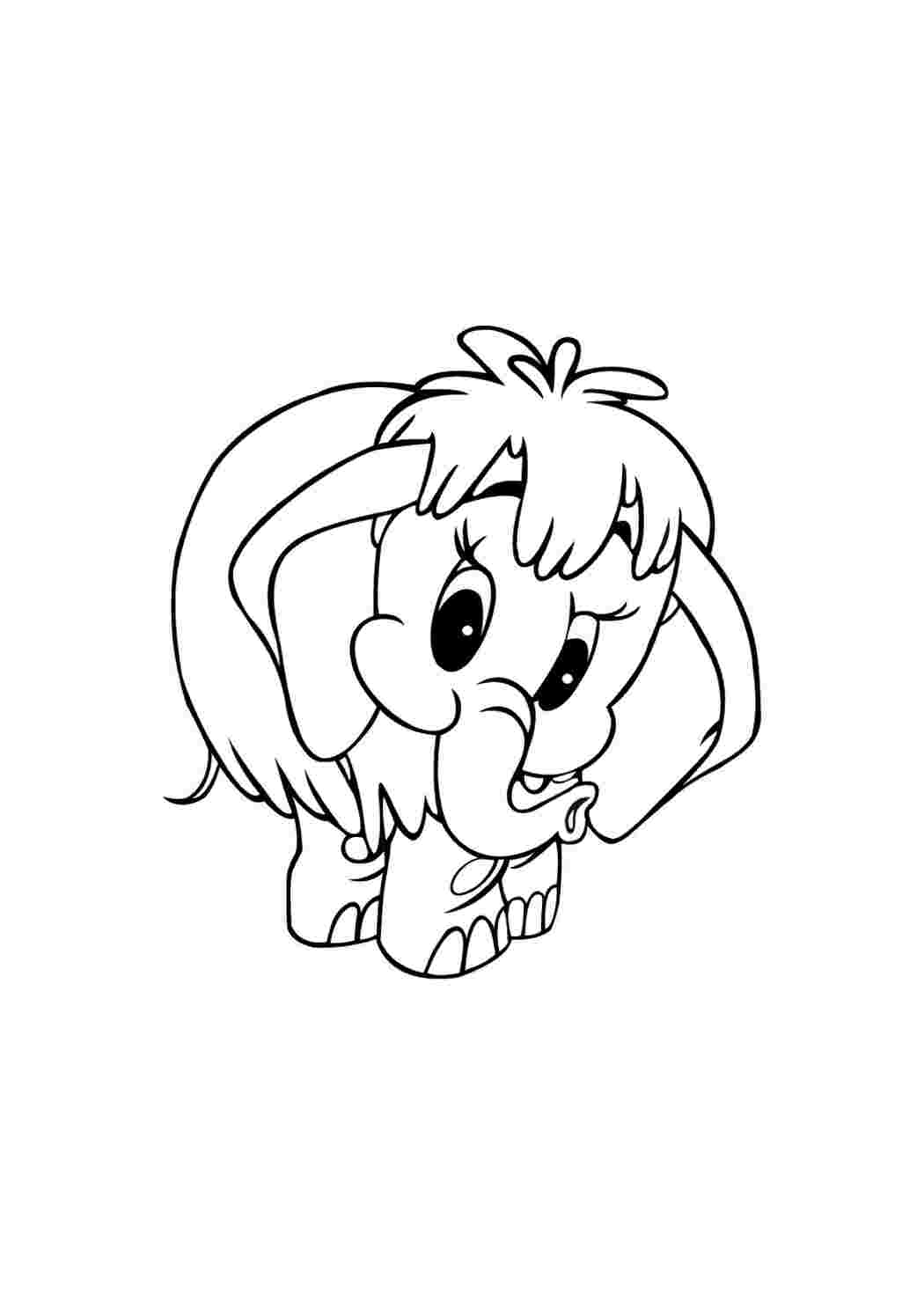 Раскраска Гарні розмальовки Мамонтчик що дивиться вперед