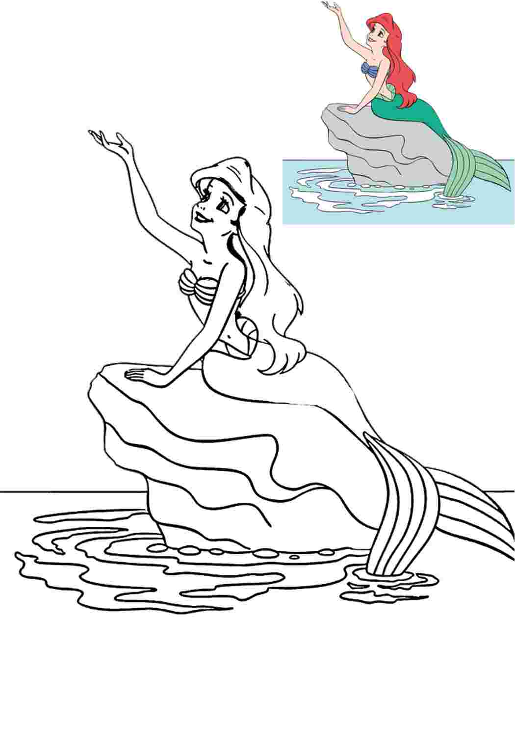Раскраска Гарні розмальовки Русалочка Аріель на камені розмальовка та варіант розфарбовування а також у цій колекції є варіант без шаблону з кольорами