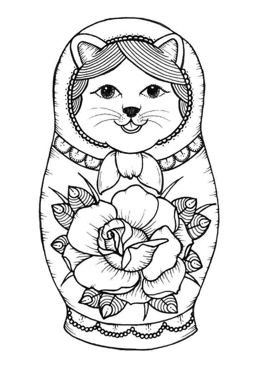Раскраска Матрьошка кошеня