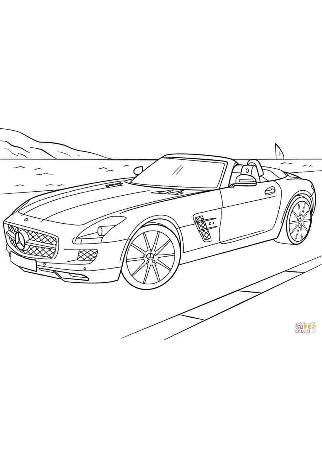 Раскраска розмальовки з машинами Mercedes Benz