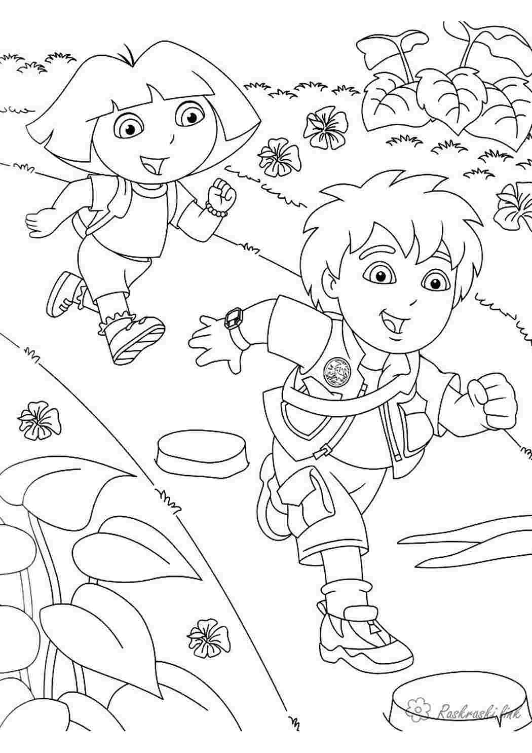 Раскраска Дієго та Даро біжать за пригодами