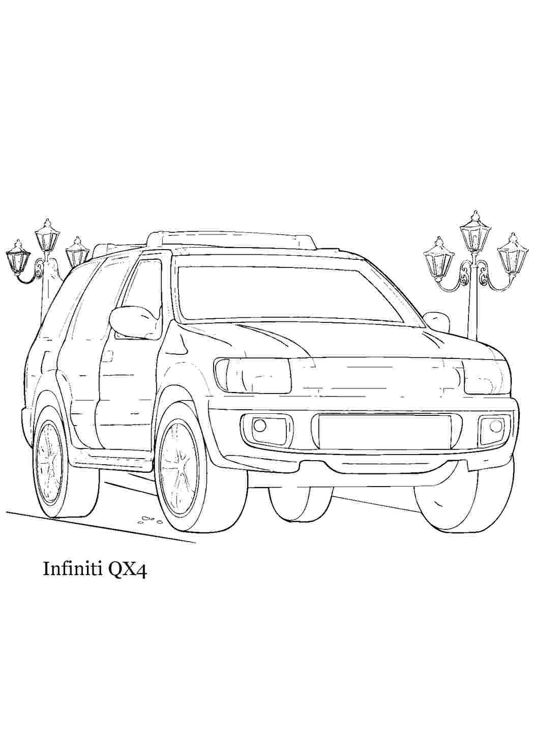 Раскраска Розфарбуй машину розмалюй Infiniti