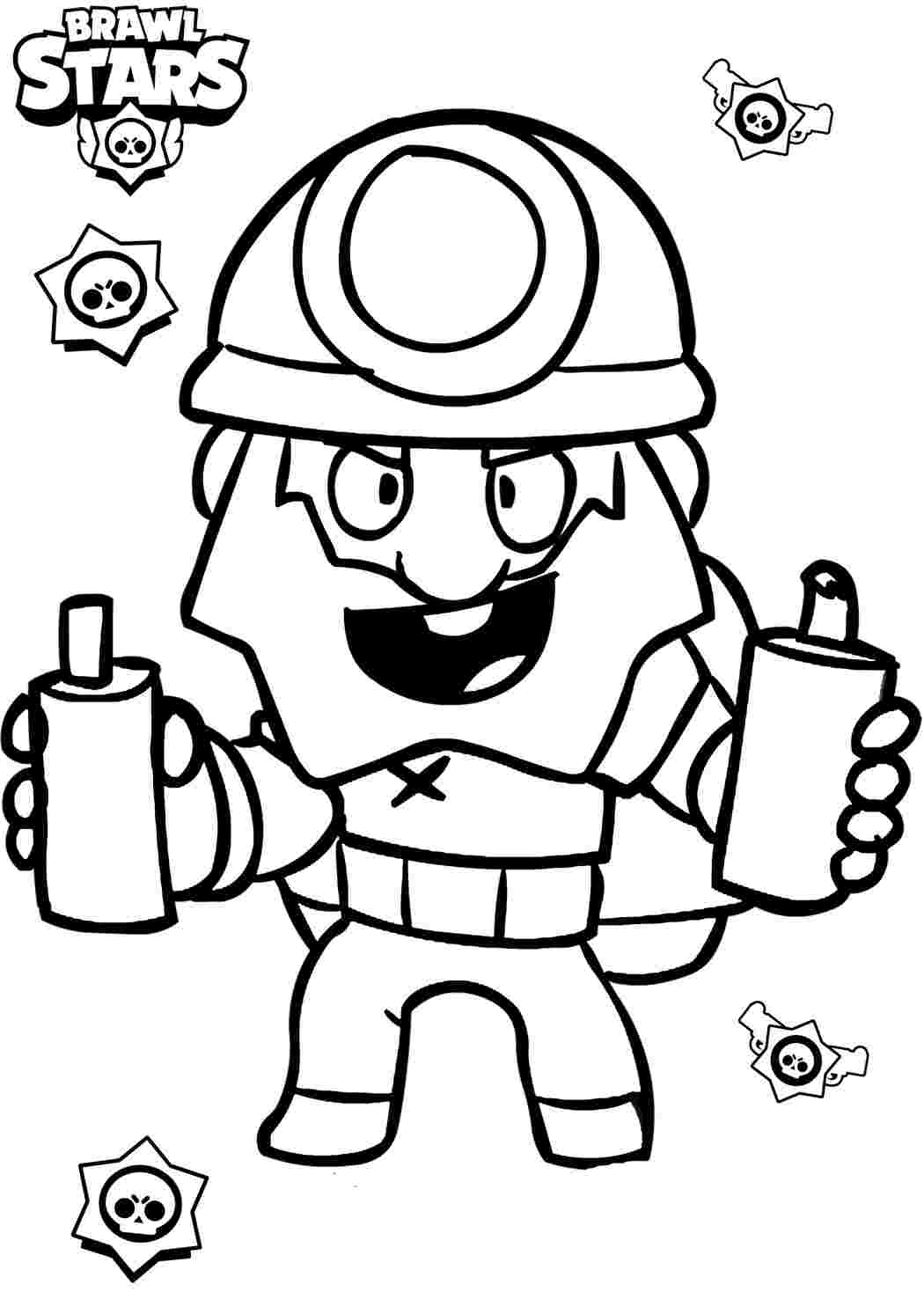 Раскраска Гарні розмальовки Розфарбування Brawl Stars боєць Динамайк