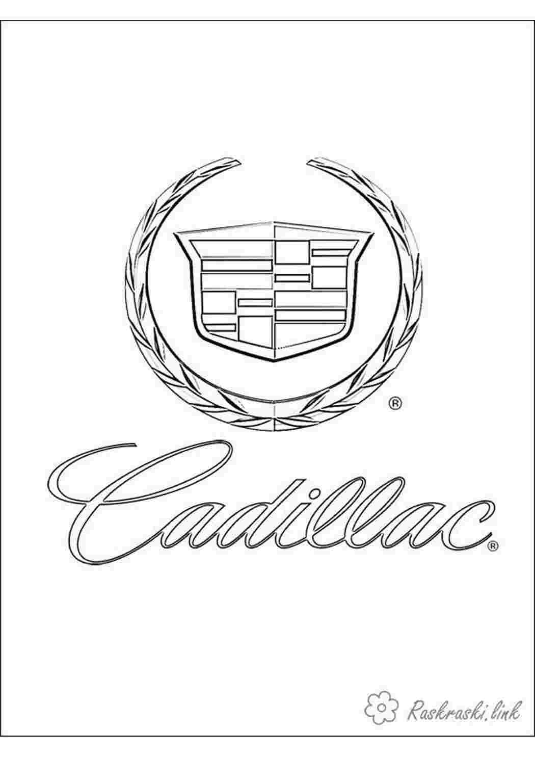 Раскраска розмальовка значок Cadillac для хлопчиків