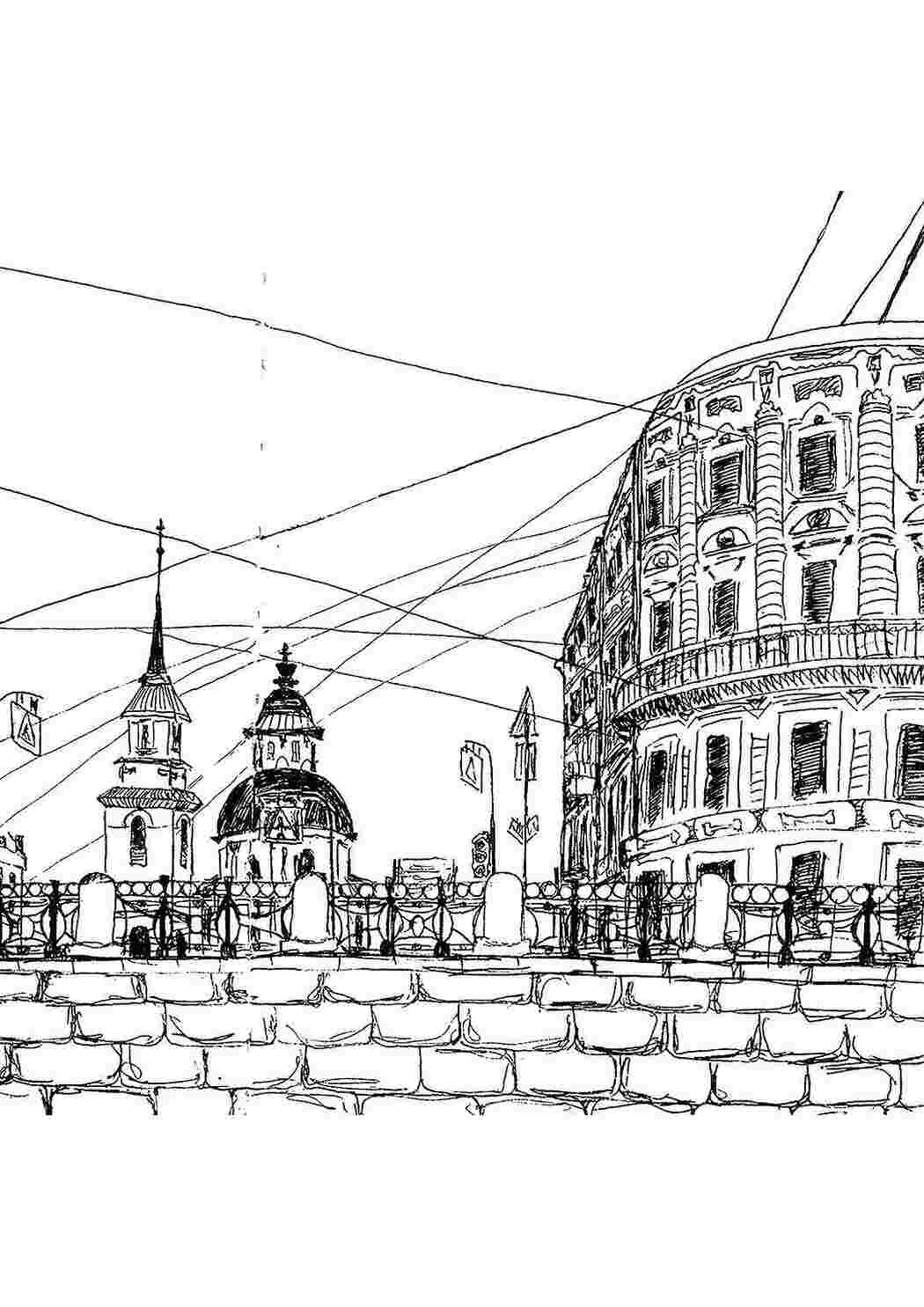 Раскраска Природа Пейзажі Міський пейзаж