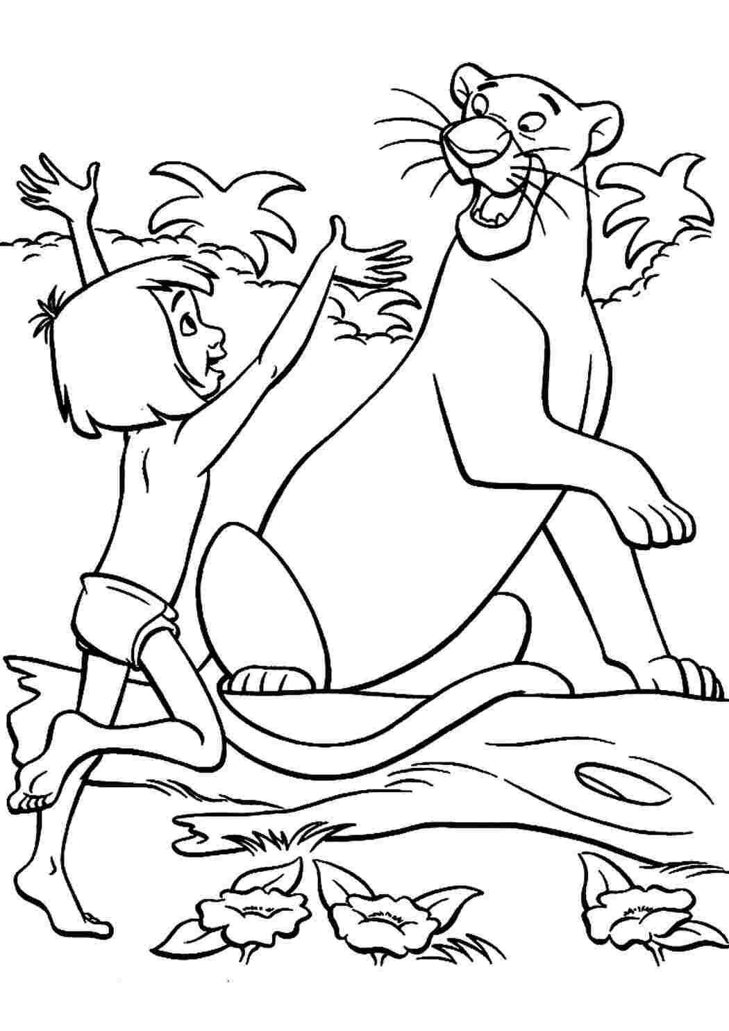 Раскраска Багіра та Мауглі