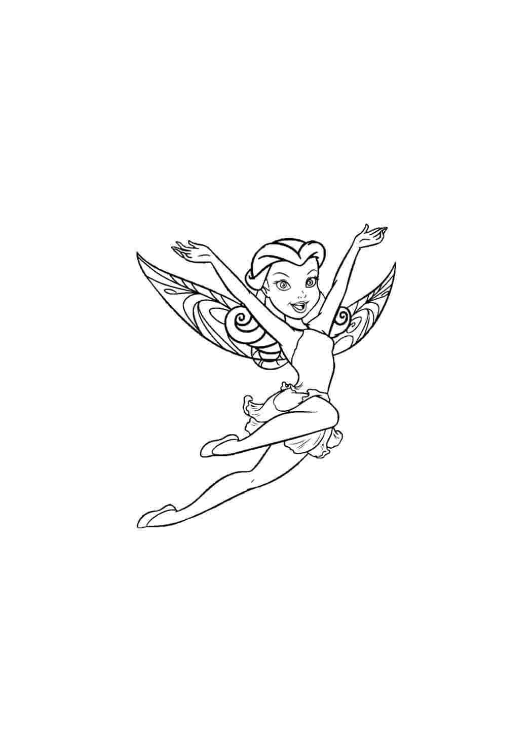 Раскраска Гарні розмальовки Фея Розетта розводить руками у польоті