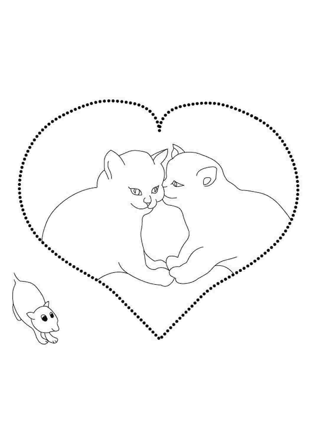 Раскраска Кохання котів