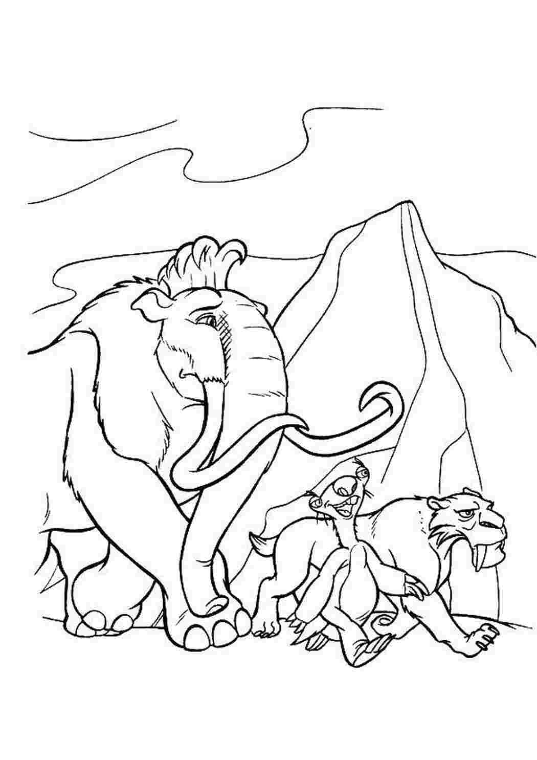 Раскраска Менні Сід і Дієго серед крижаних просторів